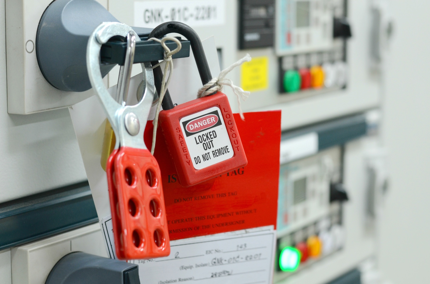 Electrical isolation and lockout controls applied to equipment